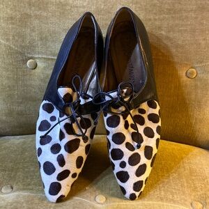 Yves Saint Laurent fur and leather lace up shoes, size 9